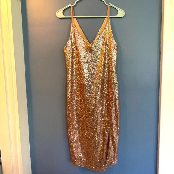 Lush | Dresses | Rose Gold Sequin Spaghetti Strap Midi V Neck Dress Small | Poshmark Lush | Dresses | Rose Gold Sequin Spaghetti Strap Midi V Neck Dress Small | Poshmark